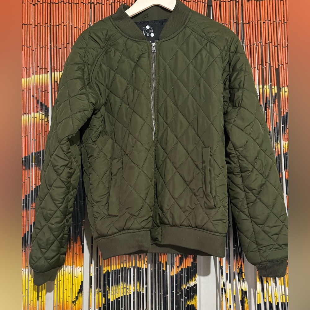 ZAK Los Angeles Full Zip Bomber Jacket Green Size Small
